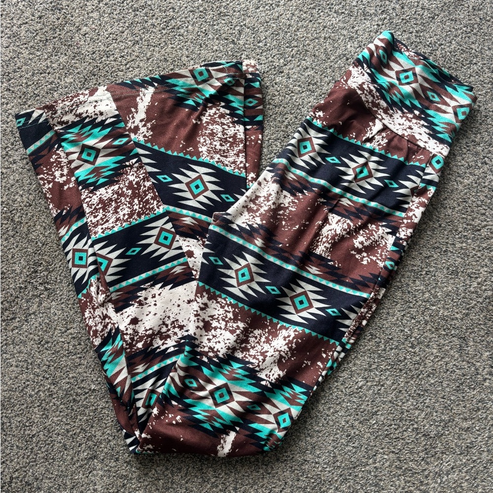 Crazy Train Brown and Teal Patterned Leggings